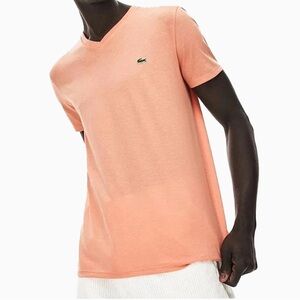 Lacoste Men's Light Peach V-Neck Tee